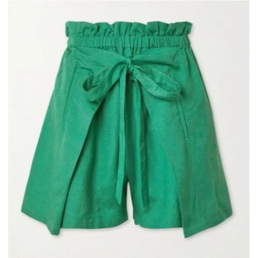 Cult Gaia Linen Campbell Shorts in Pool Green, Size Large